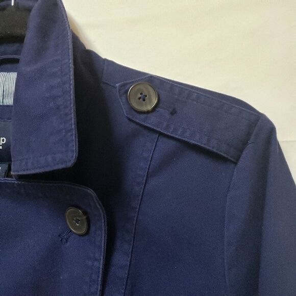 GAP Women's Navy Blue Trench Coat Fully Lined Double Breasted S Pre Owned Good - Picture 13 of 15